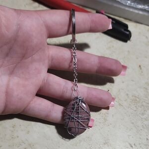 handwrappped stone keychain